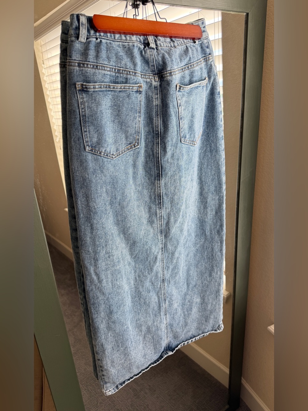 GREY LAB High-Waisted Denim Maxi Skirt with Front Slit - Light Wash - Picture 6 of 6